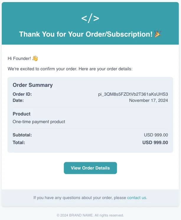 order confirmation email template